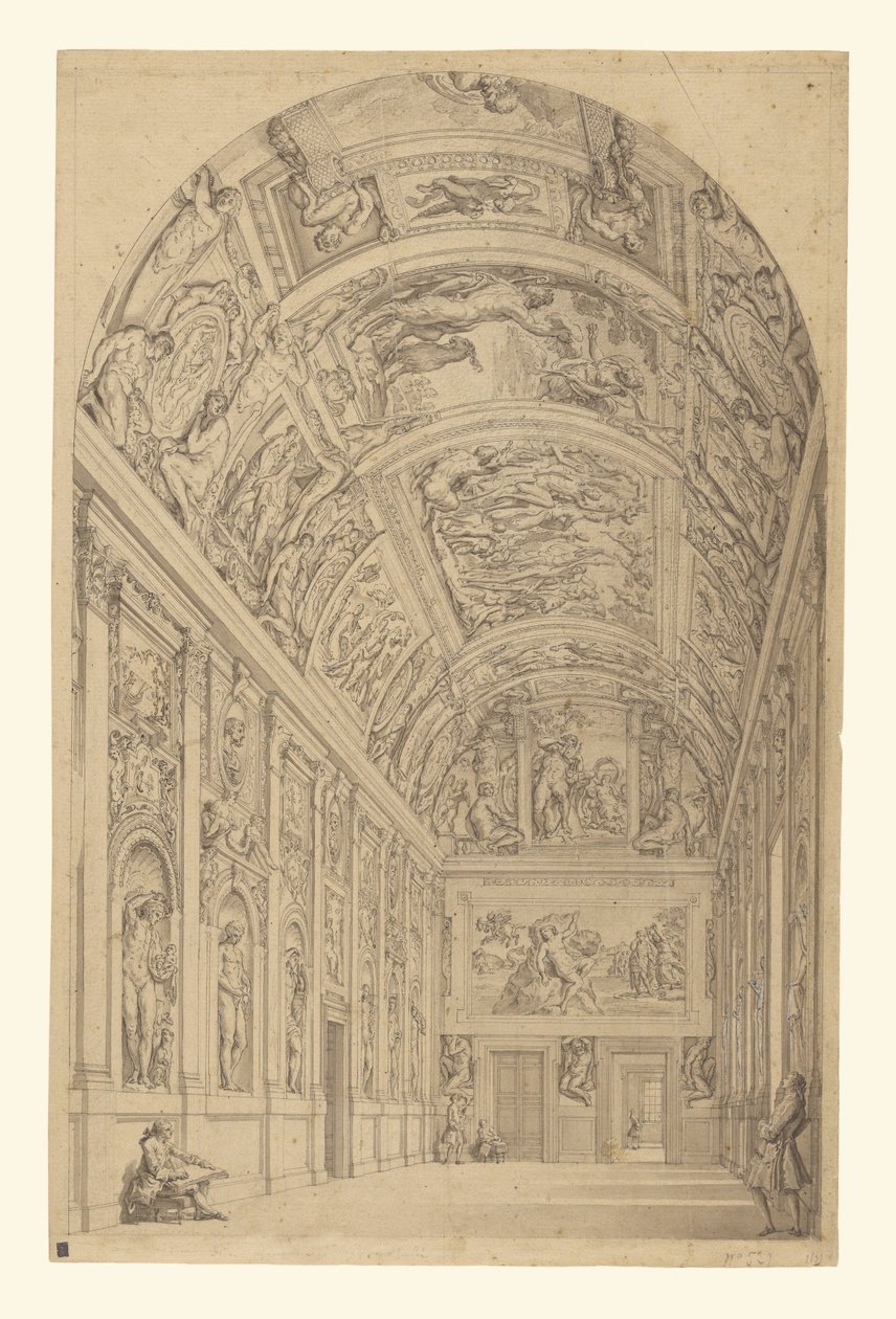 Pohled na Farnese Gallery, Řím od Francesco Panini