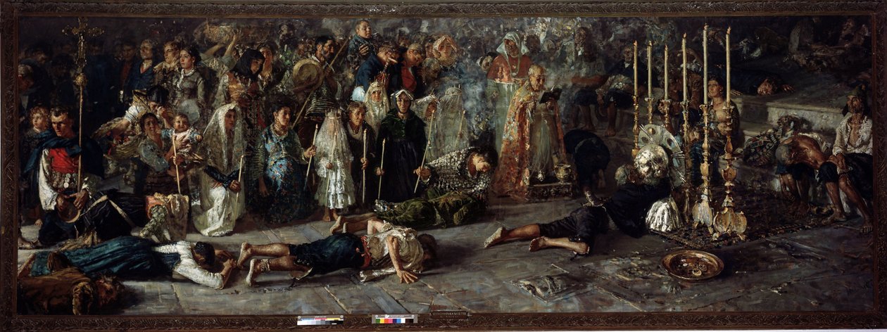 Il voto (Fete na poctu St Pantaleon 27. července v Miglianico v Abruzzu, Itálie) - olej na plátně od Francesco Paolo Michetti