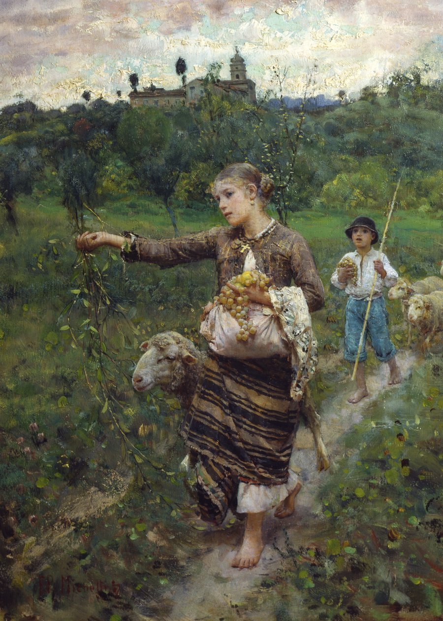 Pastýřka (olej na plátně) od Francesco Paolo Michetti