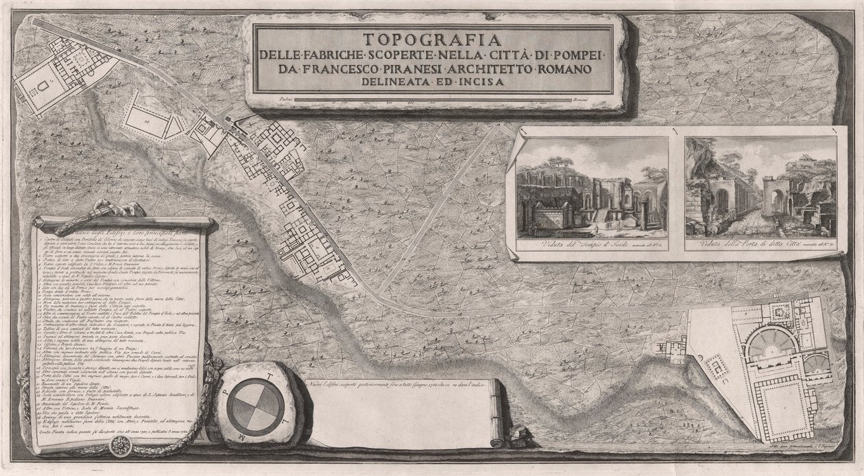 Topografie továren objevených ve městě? z Pompejí od Francesco Piranesi