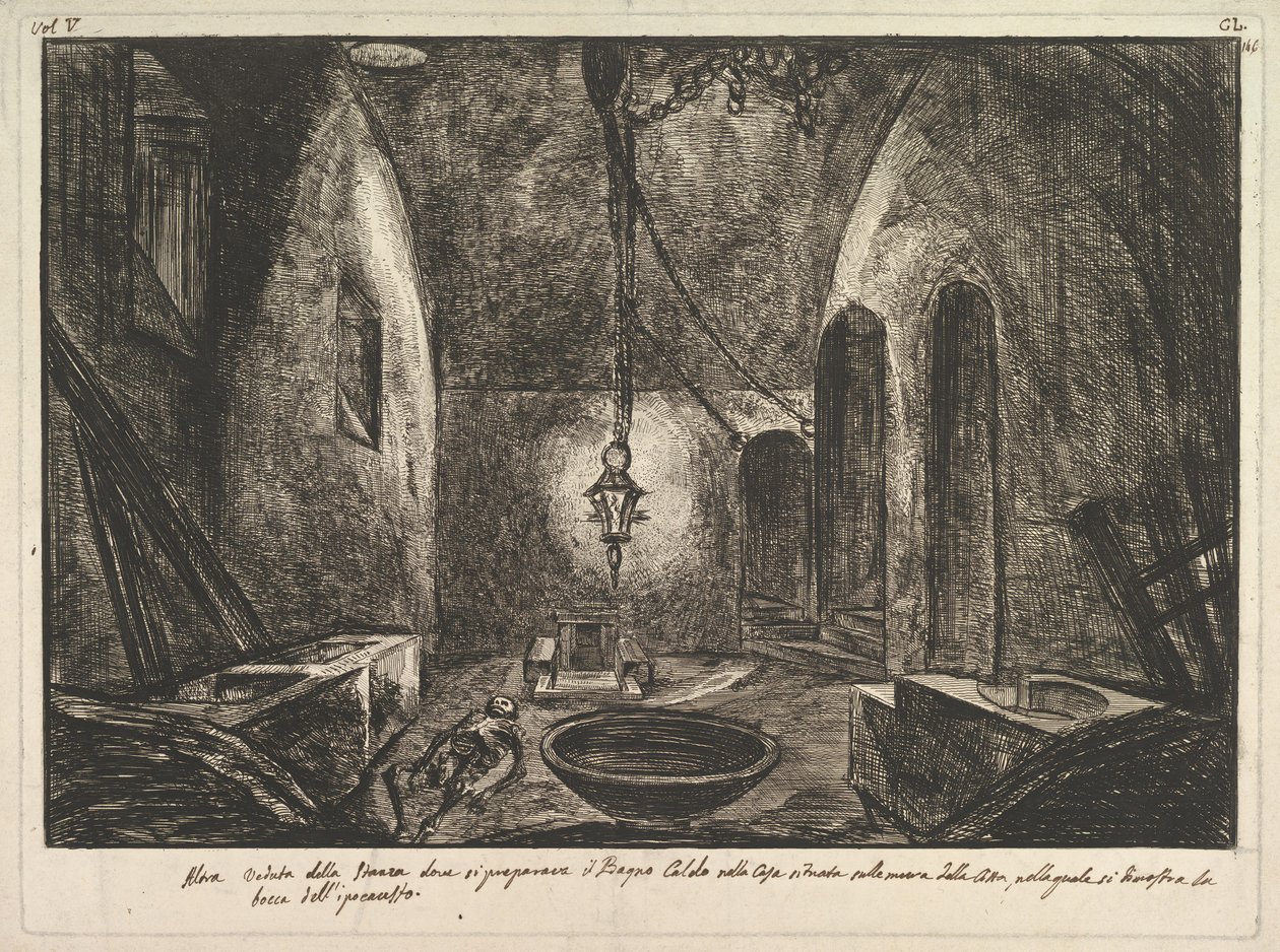 Pohled na Pompeje Další pohled na místnost, kde byl připraven Bogno Caldo. . . .n.d. od Francesco Piranesi