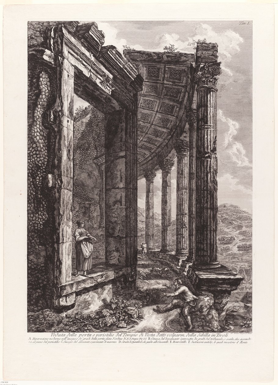 Pohled na dveře a peristyle chrámu Vesta od Francesco Piranesi