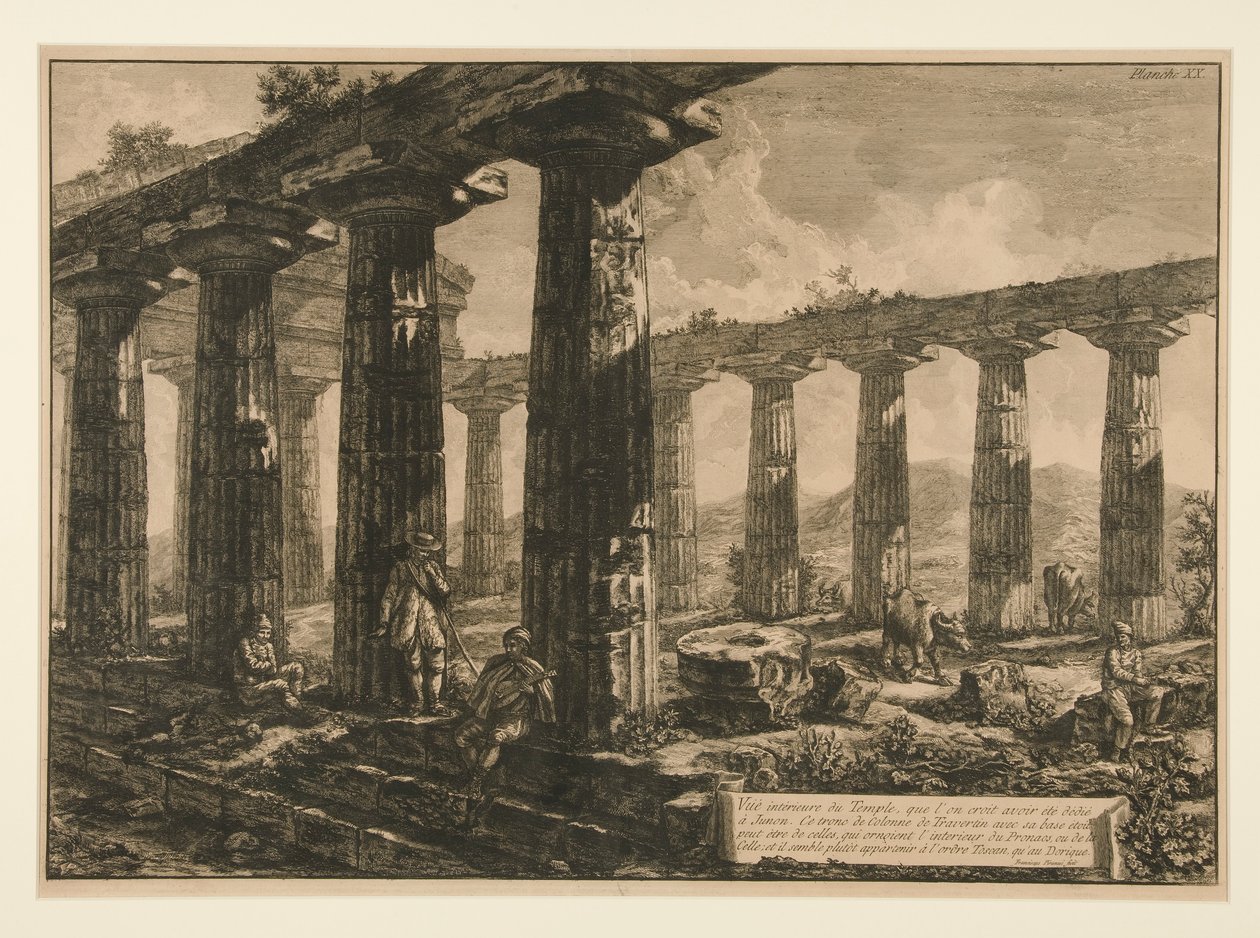 Vnitřní pohled na chrám, který od Francesco Piranesi
