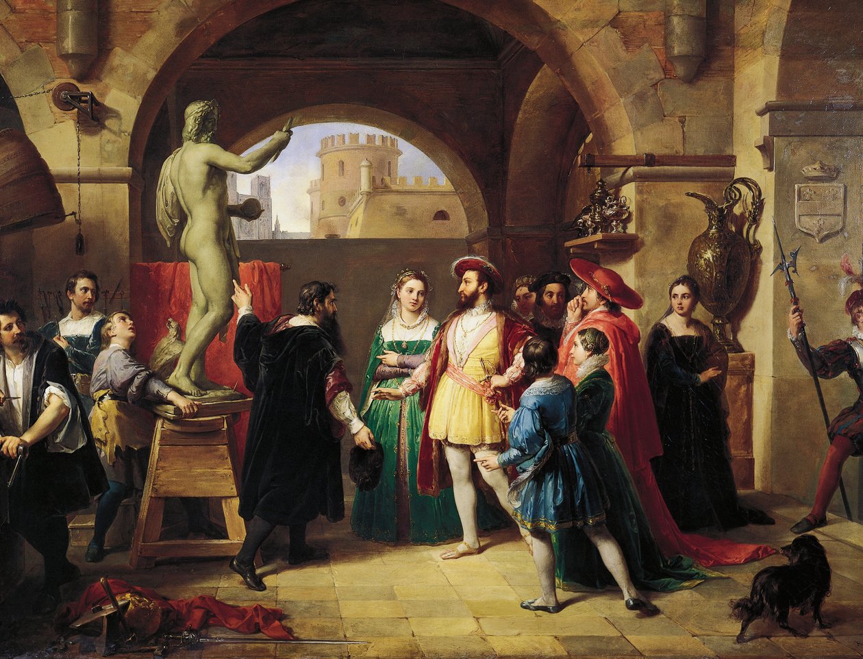 Francesco I. (francouzský král) v ateliéru Benvenuta Celliniho od Francesco Podesti