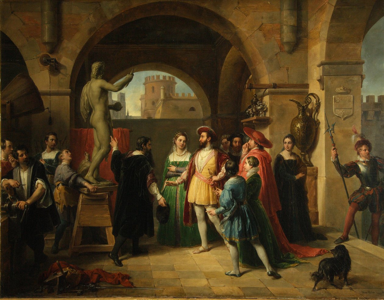 Františka I. ve studiu Benvenuto Cellini, 1837 od Francesco Podesti