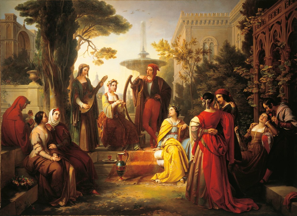 Itálie, Treviso, Vypravěči Dekameronu od Francesco Podesti