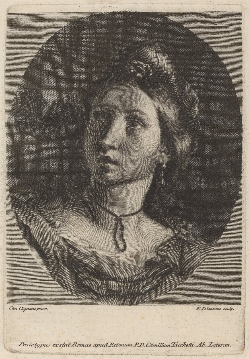 Hlava mladé ženy od Francesco Polanzani after Carlo Cignani