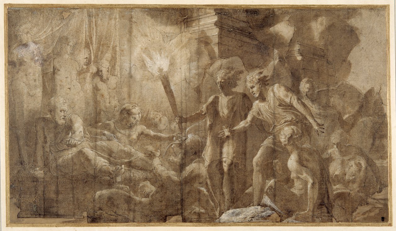 Herkules ležící vedle Omphale od Francesco Primaticcio