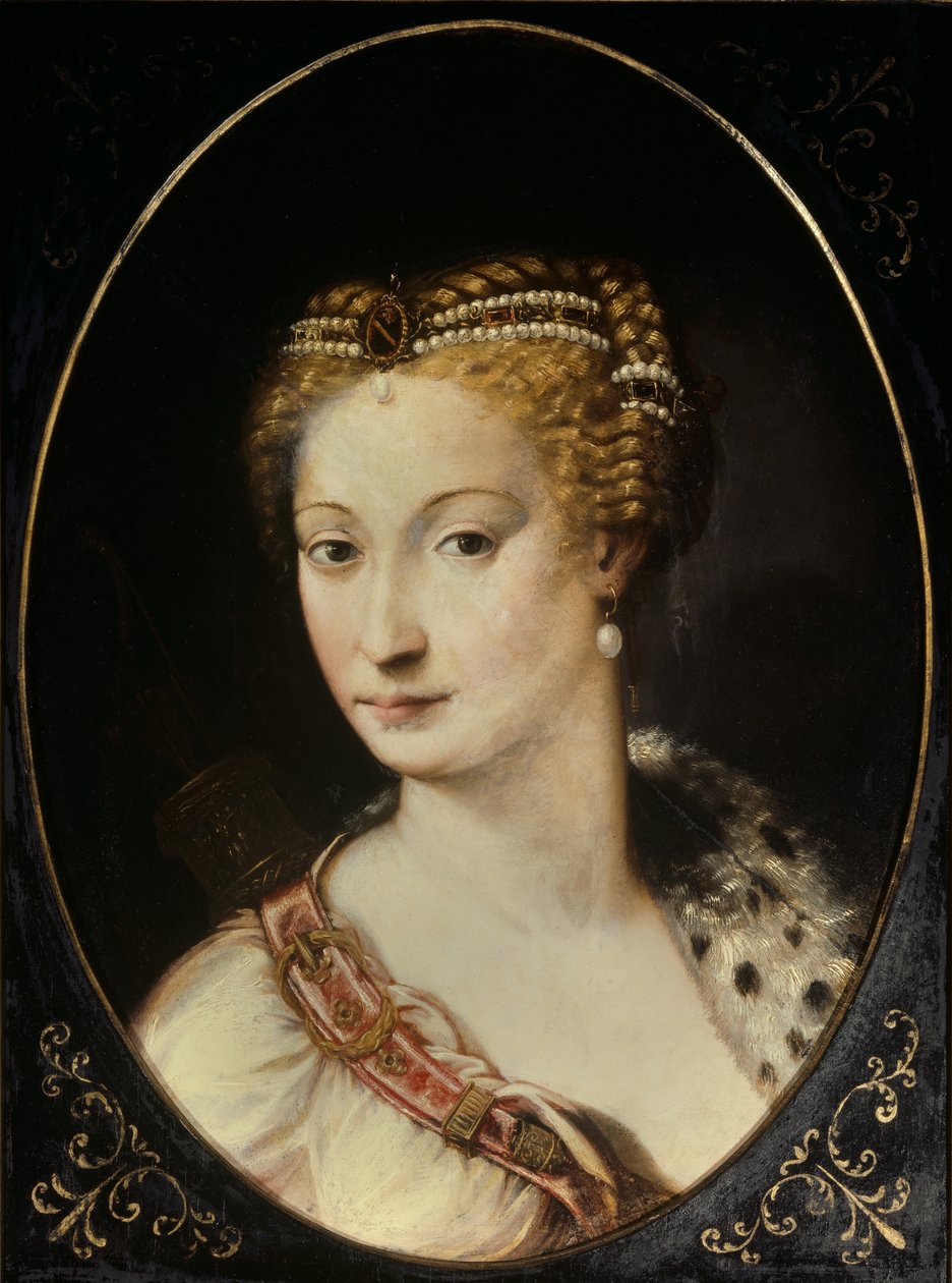 Portrét Diane de Poitiers (1499 - 1566) Lady z Breze, vévodkyně z Valentinois. Obraz Francesca Primaticcia, známý jako The Primatice (1504 - 1570) od Francesco Primaticcio