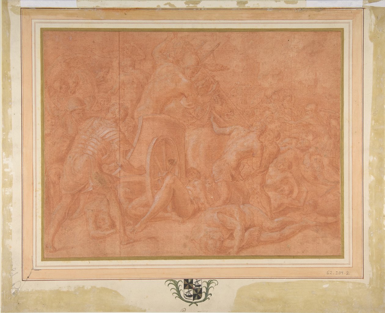 Ulysses a jeho společníci bojující proti Cicones před městem Ismaros, studie..., 1555-60. od Francesco Primaticcio