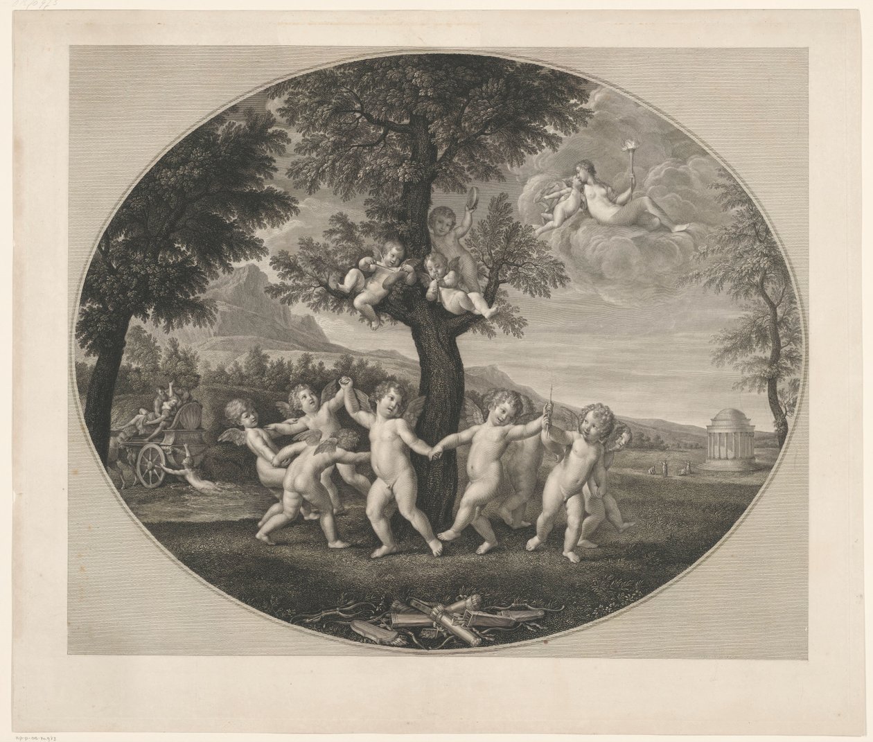 Putti tančí kolem stromu od Francesco Rosaspina
