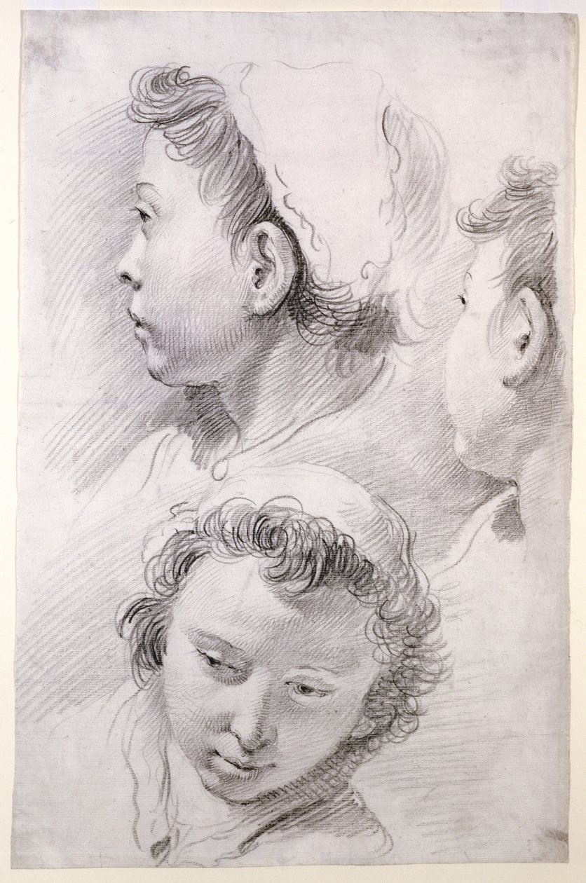 Tři studie hlavy mladíka od Francesco Salvator Fontebasso