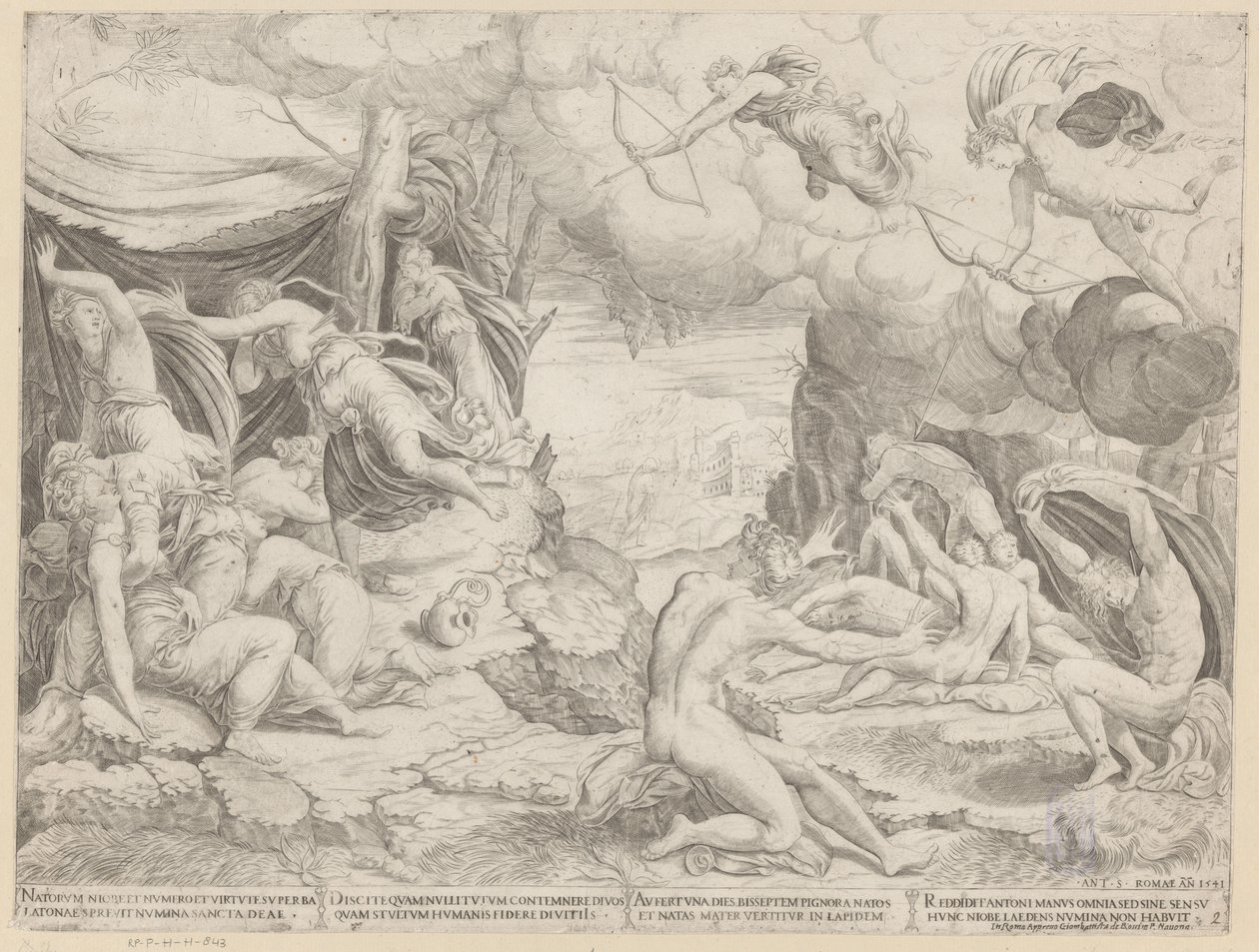 Apollo a Diana zabijí děti Niobe od Francesco Salviati