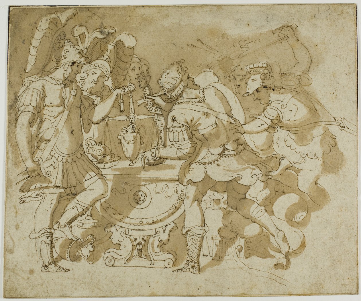 Camillus útočí na Brennuse od Francesco Salviati