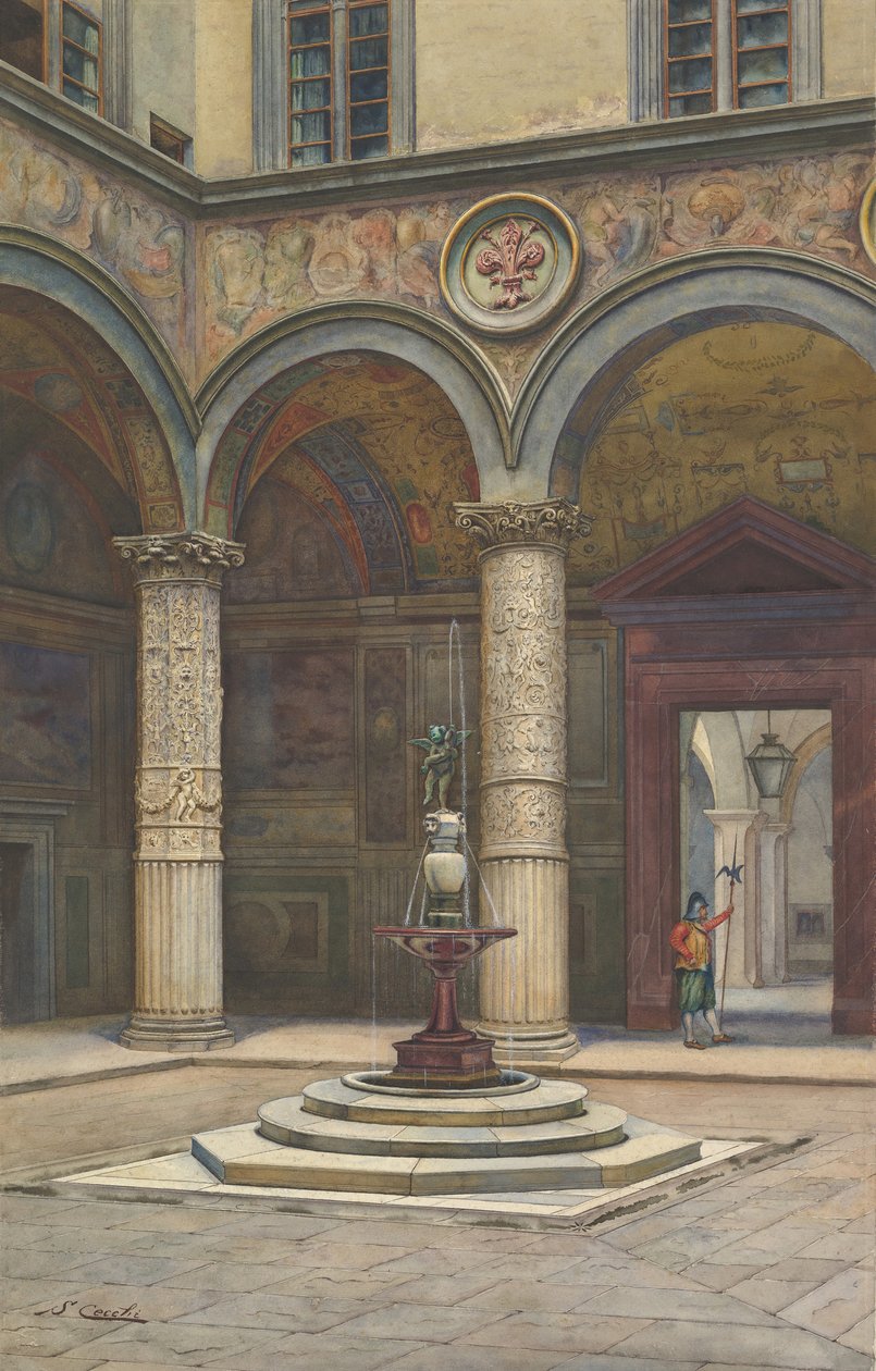 Nádvoří Palazzo Vecchio, Florencie, 19. století. od Francesco Salviati