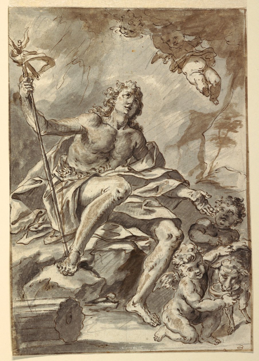 Kresba, Svatý Jan Křtitel, asi 1775 od Francesco Saverio Mergolo