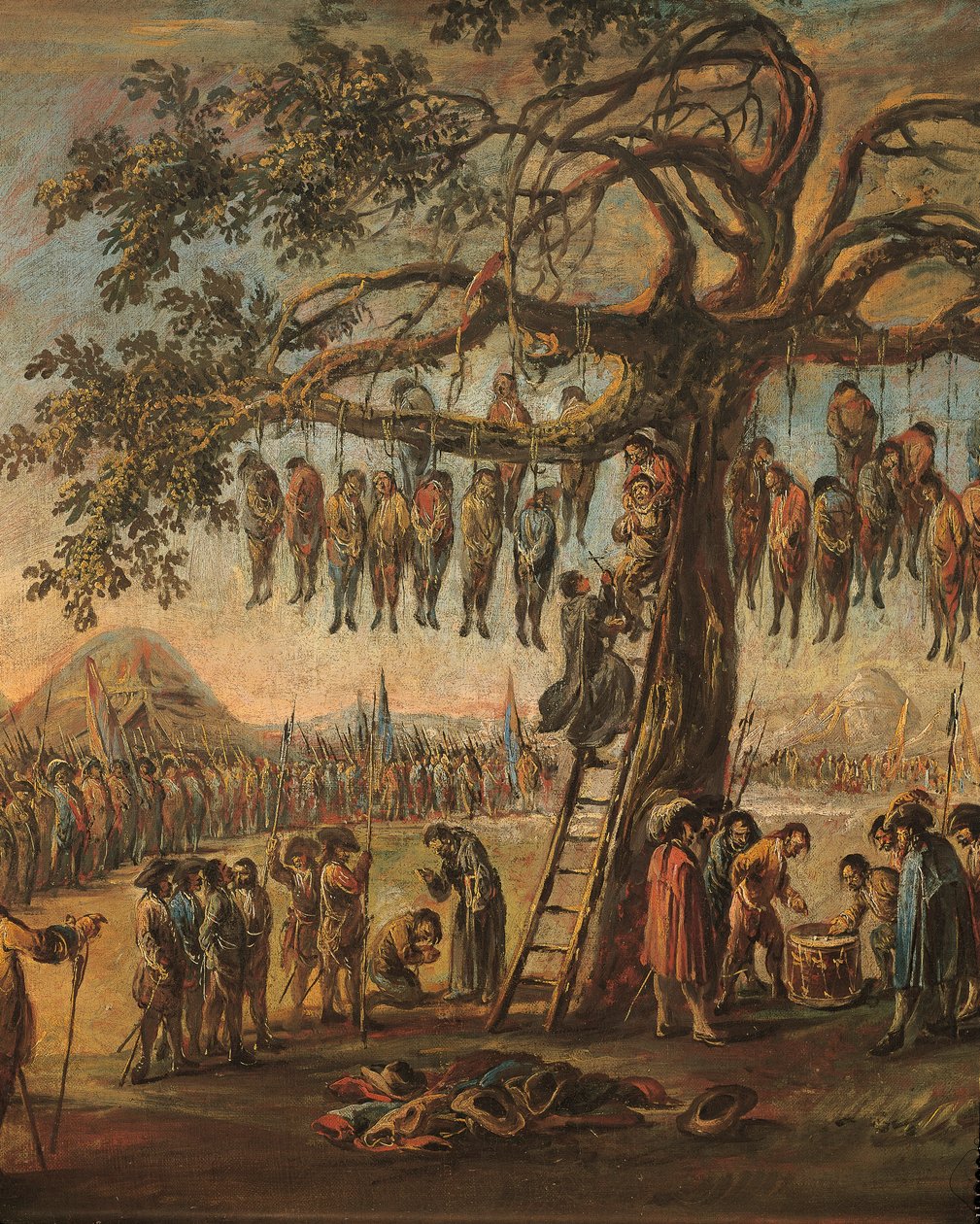 "The Miseries of War: the Hanged men" od Francesca Simoniniho, detail od Francesco Simonini