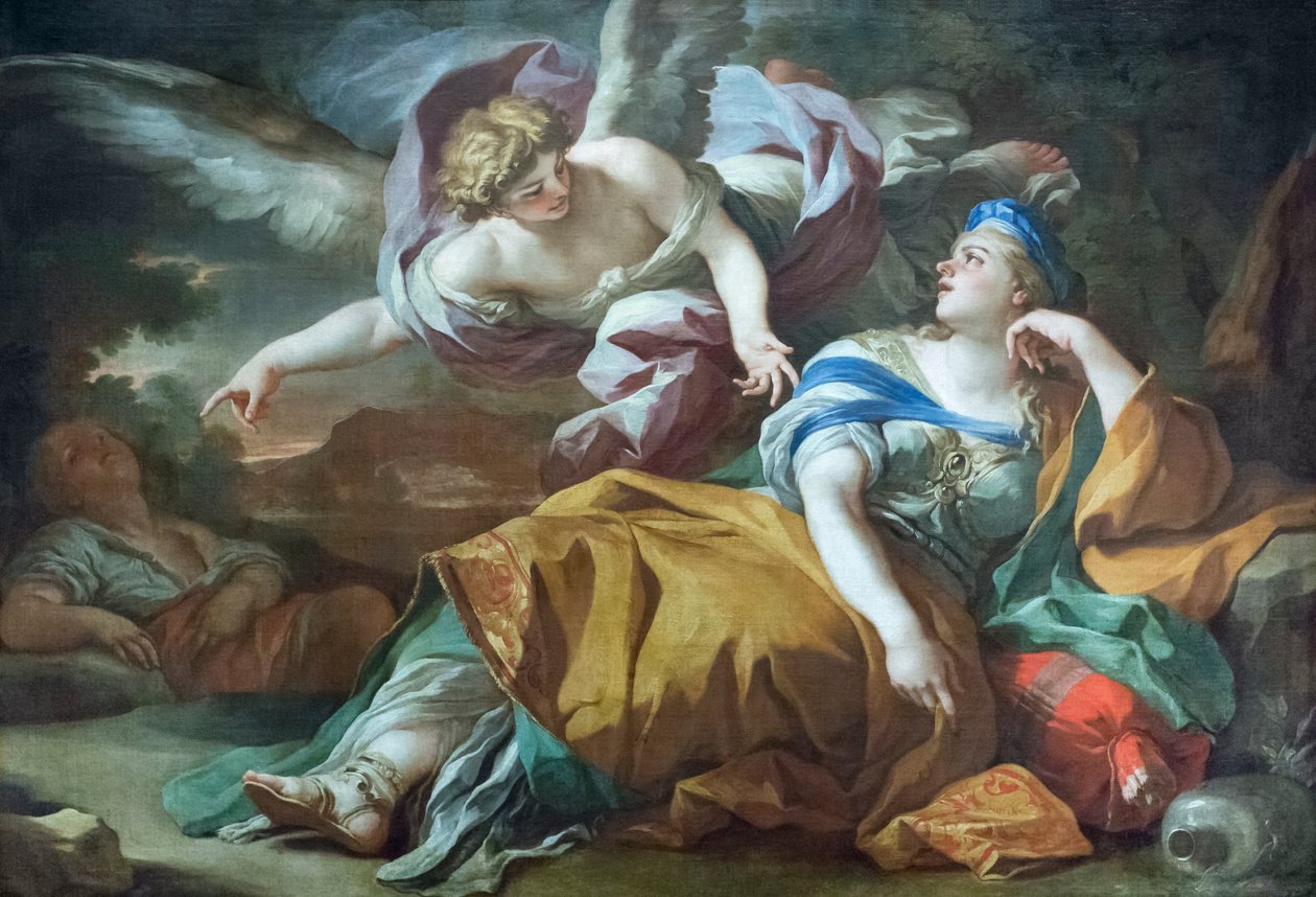 Hagar a Ismael v poušti utěšení andělem od Francesco Solimena