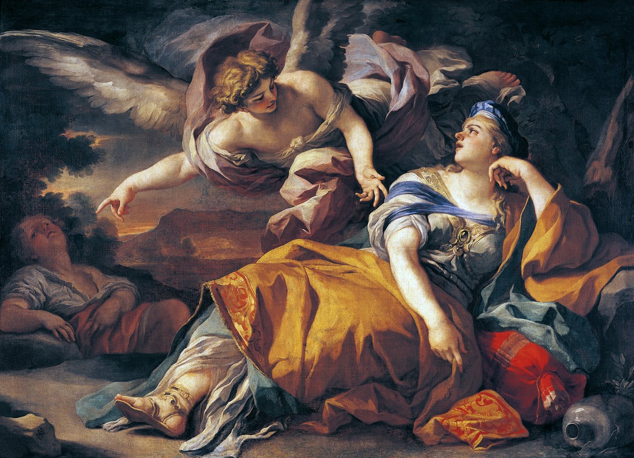Hagar a anděl, Francesco Solimena (1657-1747), olej na plátně od Francesco Solimena