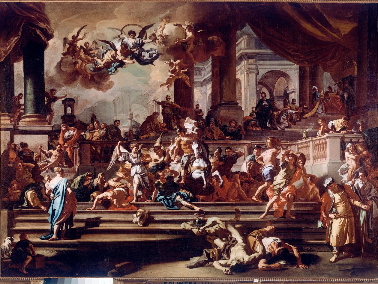 Heliodore (Heliodoros) Hledání chrámu podle andělů Obraz Francesca Solimena řekl opat Ciccio nebo opat Ciccio (1657-1747) od Francesco Solimena