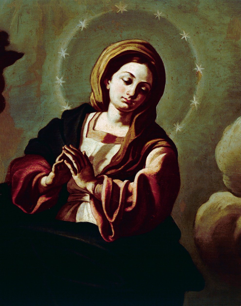 Neposkvrněné početí, malba na plátně připisovaná Francescu Solimeně (1657-1747), katedrála San Pardo, Larino, Molise, Itálie od Francesco Solimena