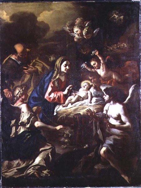 Narození Páně s adorujícími anděly a Zvěstování pastýřům od Francesco Solimena
