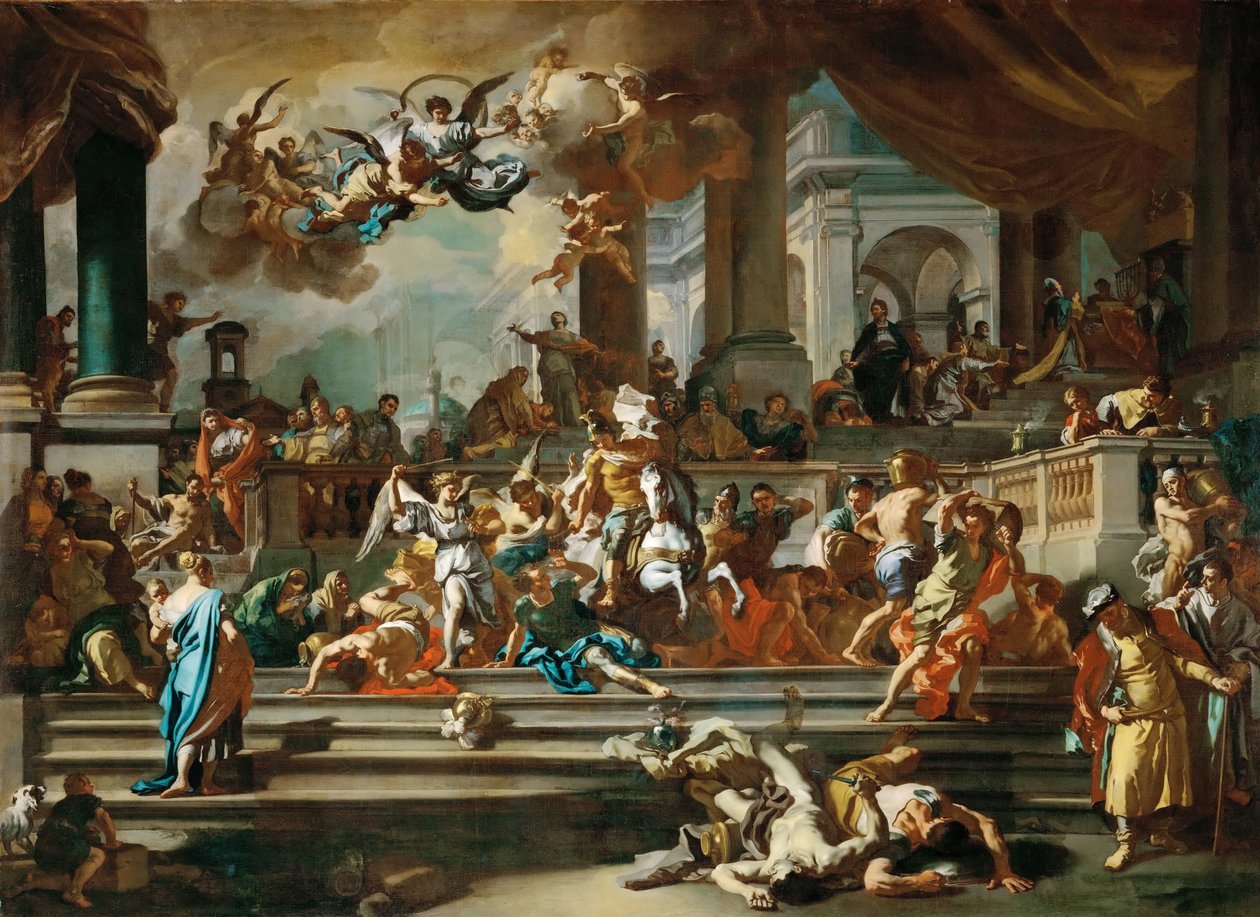 Vyhnání Heliodora z chrámu od Francesco Solimena