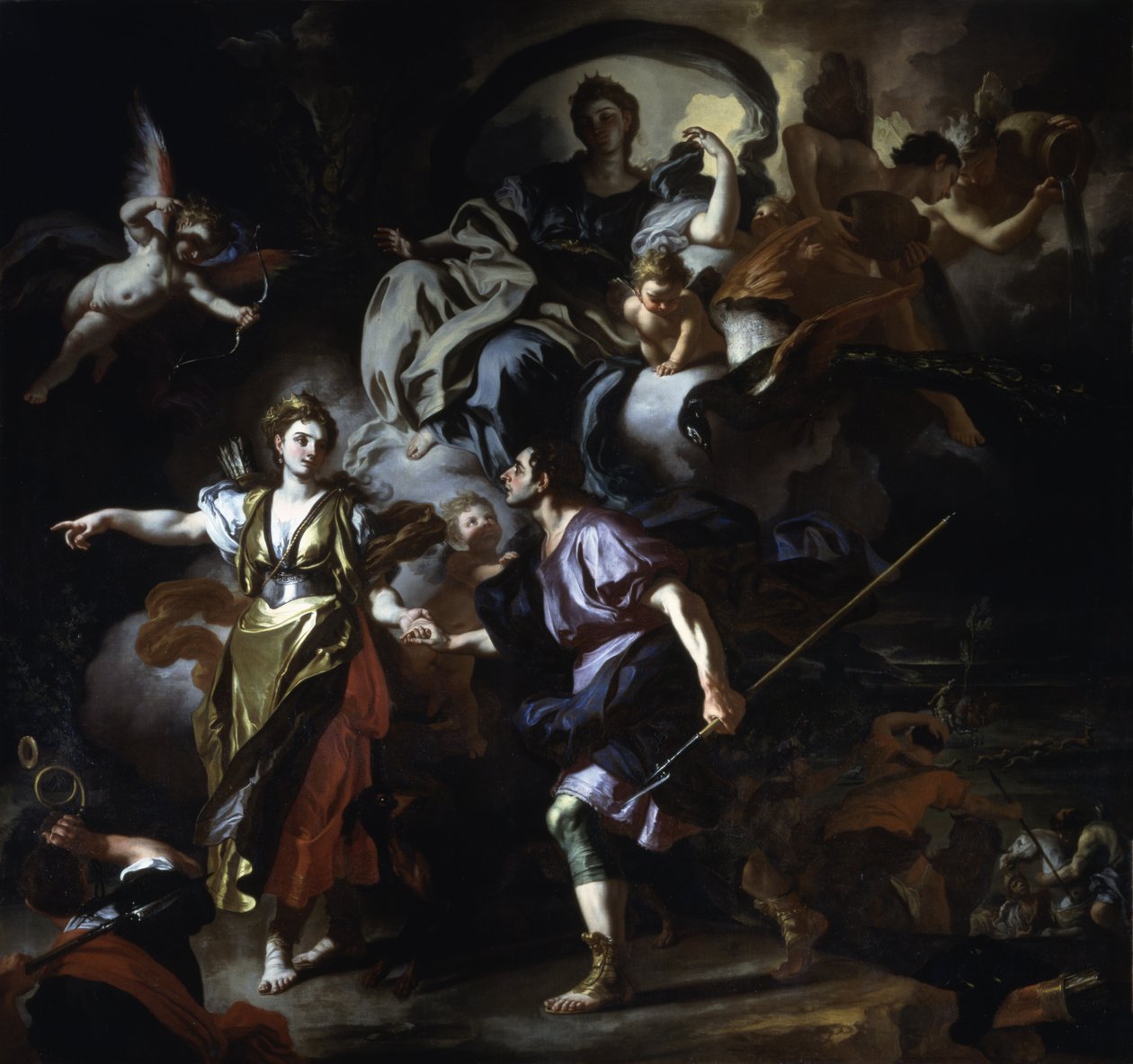Královský lov Dido a Aeneas, kolem 1712-14 od Francesco Solimena
