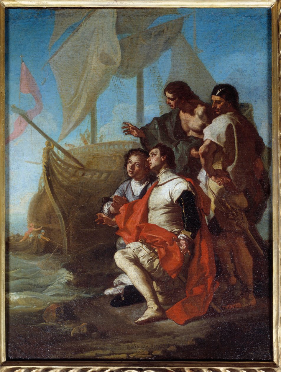Příjezd objevitele Kryštofa Kolumba (1451-1506) do Ameriky Obraz Francesca Solimena dit l
