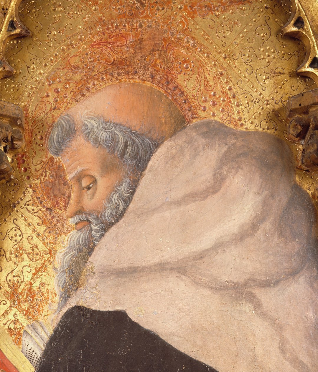 Profil Dalbona Edwarda detail oltářního obrazu Lazara, Francesco Squarcione (1397-1468), tempera na panelu od Francesco Squarcione