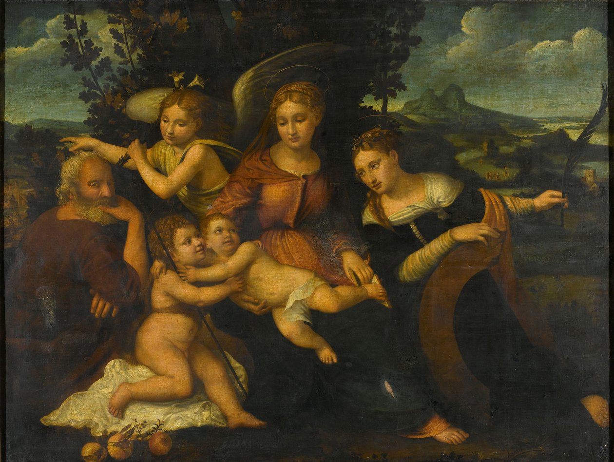 Svatá rodina se svatou Kateřinou od Francesco Torbido (attributed to)
