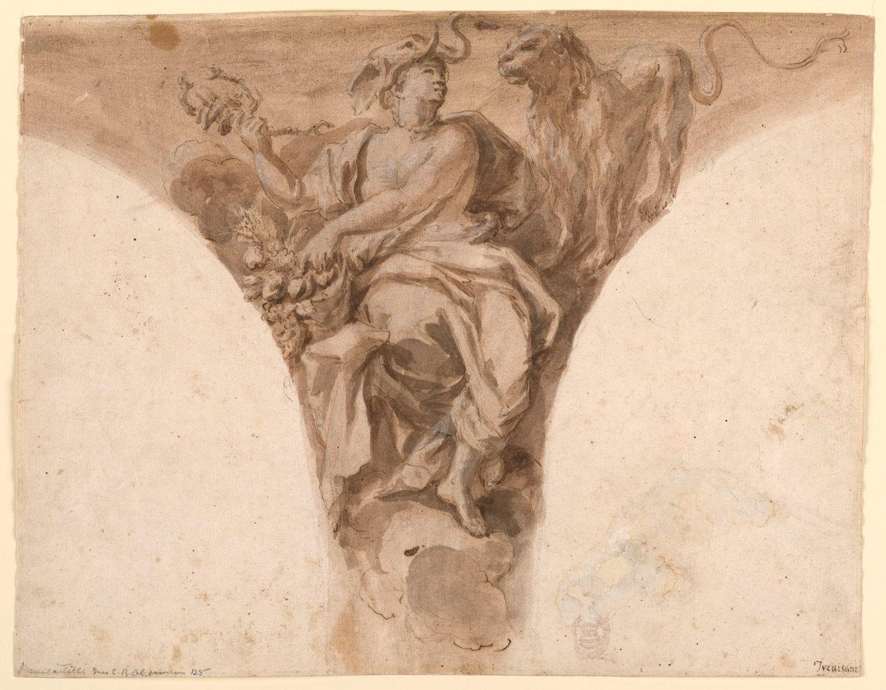Kresba, Afrika, Návrh závěsného obrazu v křestní síni chrámu svatého Petra v Římě, 1713-26 od Francesco Trevisani