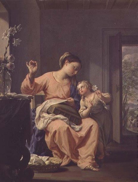 Madonna šicí od Francesco Trevisani