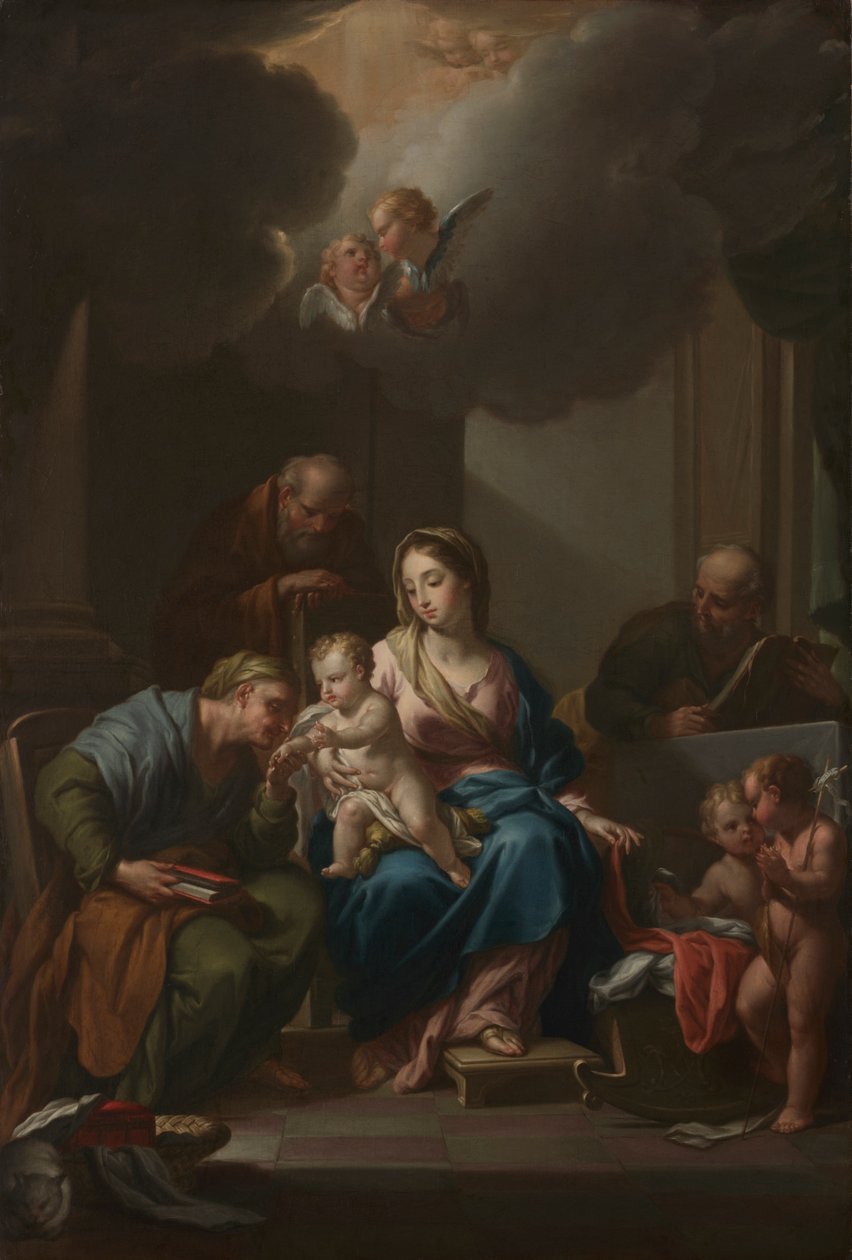 Prezentační skica pro "Svatou rodinu se svatými Annou, Joachimem a Janem Křtitelem" (pro Santa Maria in Via Lata, Roma) od Francesco Trevisani