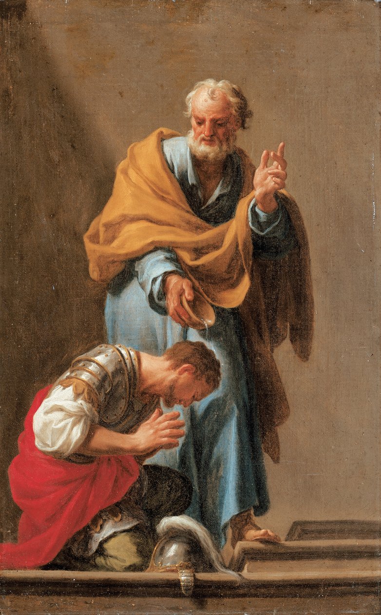 Svatý Petr křtí setníka Cornelia od Francesco Trevisani