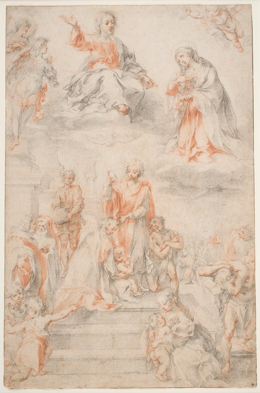 Saint Ansano Baptizing the Sienese, c.1593 (křída na papíře) od Francesco Vanni