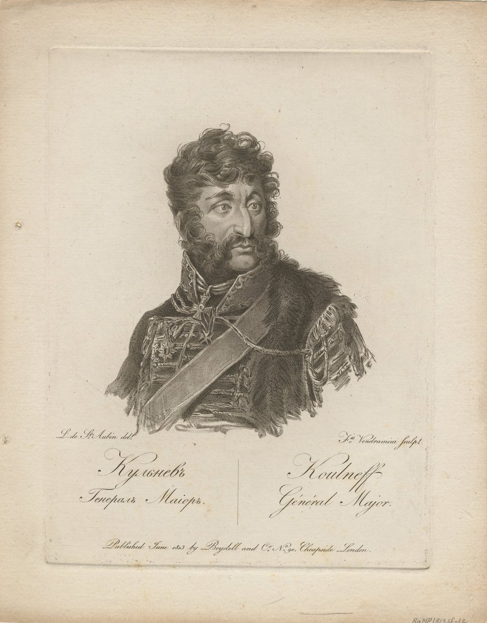 Jakov Petrovič Kulněv 1763-1812, 1813 od Francesco Vendramini