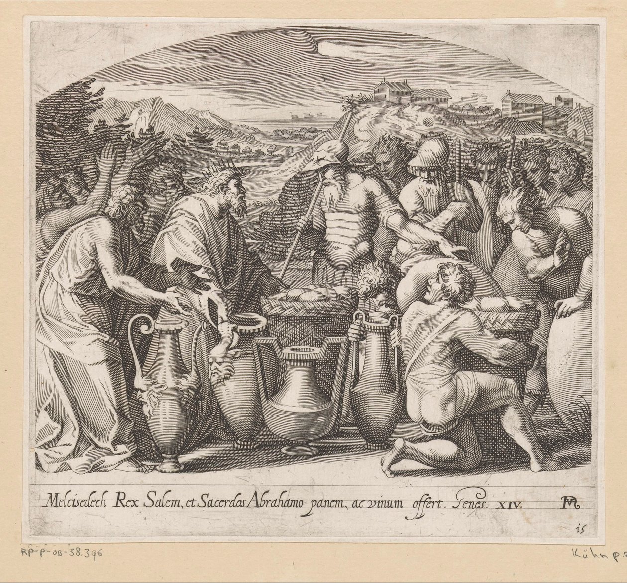 Abrahamovo setkání s Melchisedechem Obrazy v Raphaelově lodžii (název série) La Sacra Genesi (název série) od Francesco Villamena
