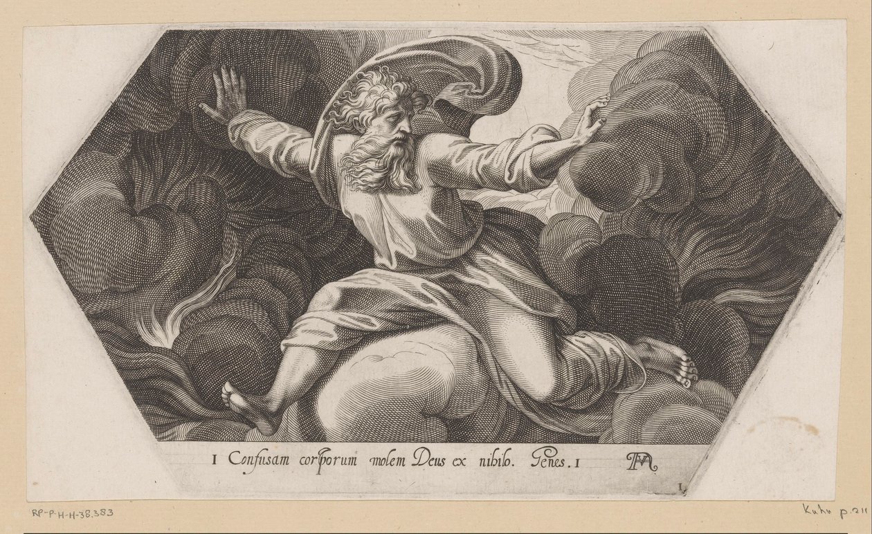 Bůh odděluje světlo od temnoty Obrazy v Raphaelově lodžii (název série) La Sacra Genesi (název série) od Francesco Villamena