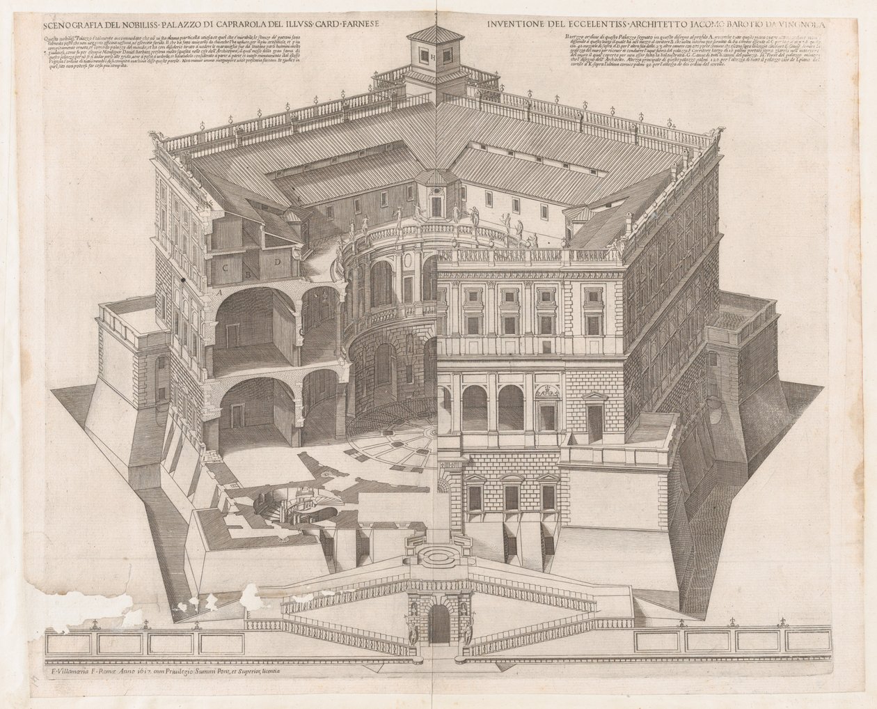 Zrcadlo římské velkoleposti: Palác Farnese, 16. stol., 16. stol. od Francesco Villamena