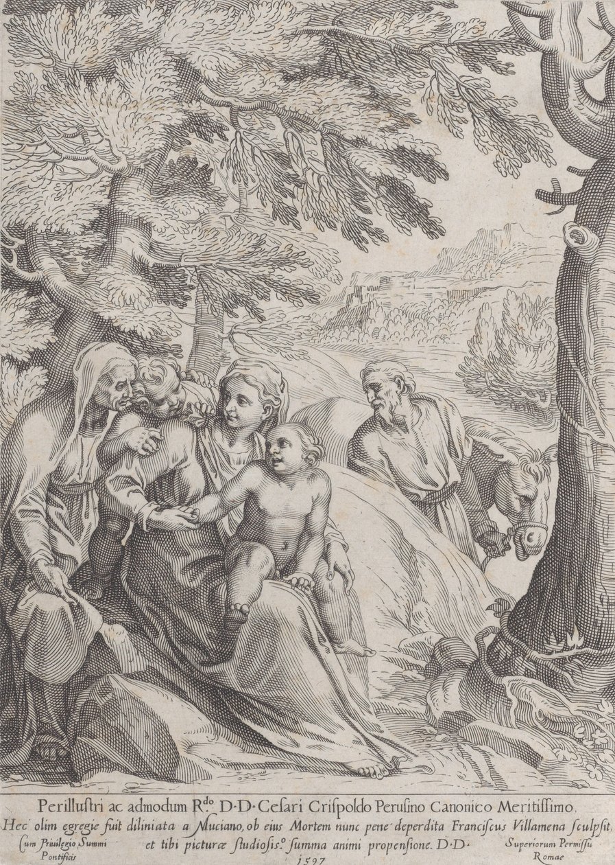 Zbytek na útěku do Egypta, 1597. od Francesco Villamena