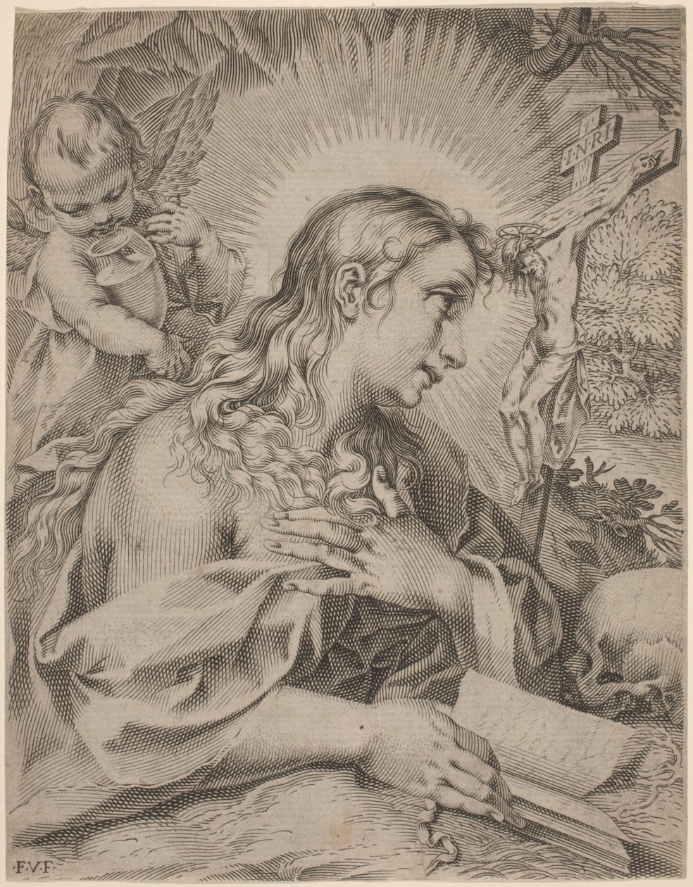 Kajícnice Magdalena od Francesco Villamena after Francesco Vanni