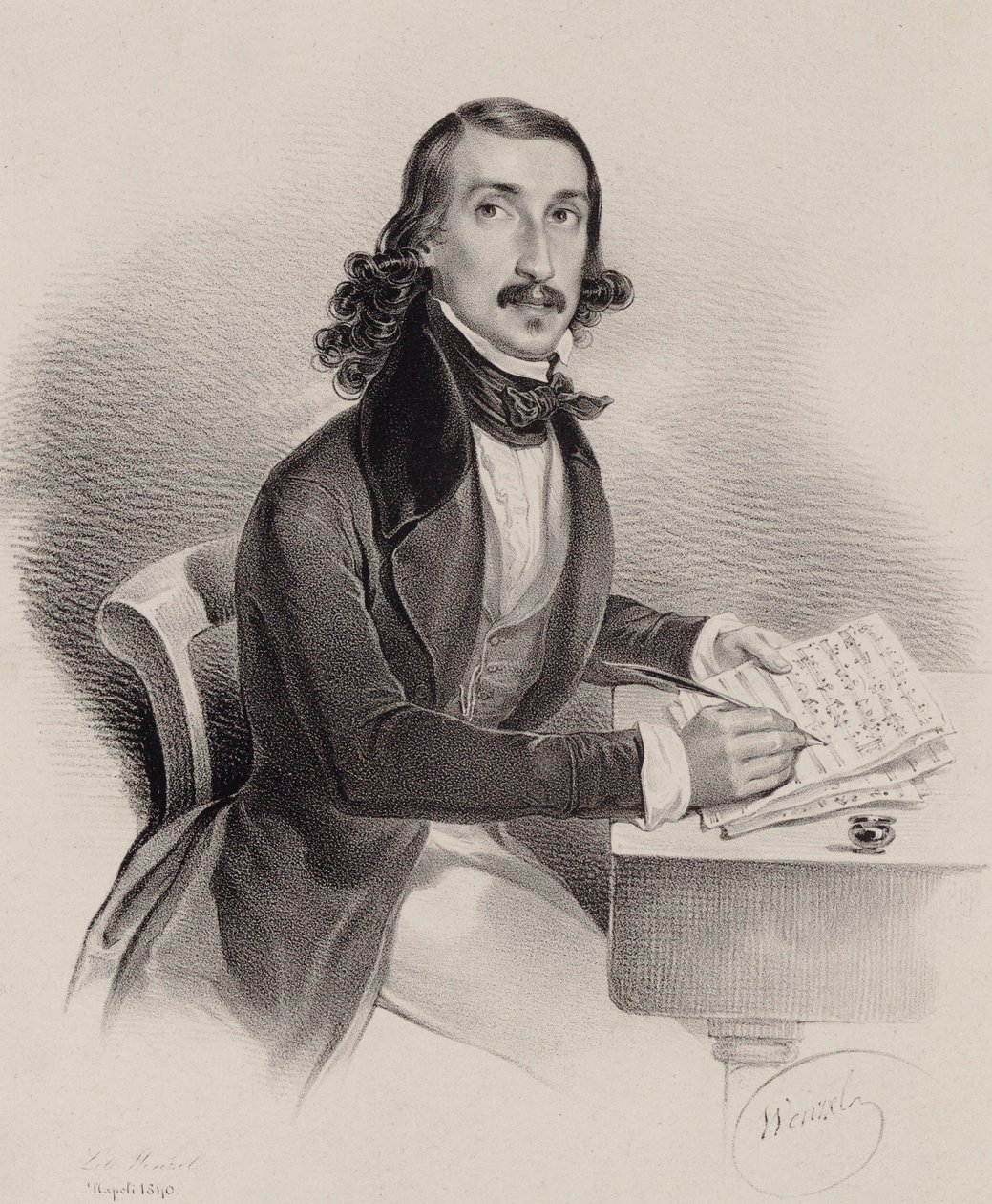 Portrét zpěváka a skladatele Giacinta Marrase 1810-1883, 1840. od Francesco Wenzel