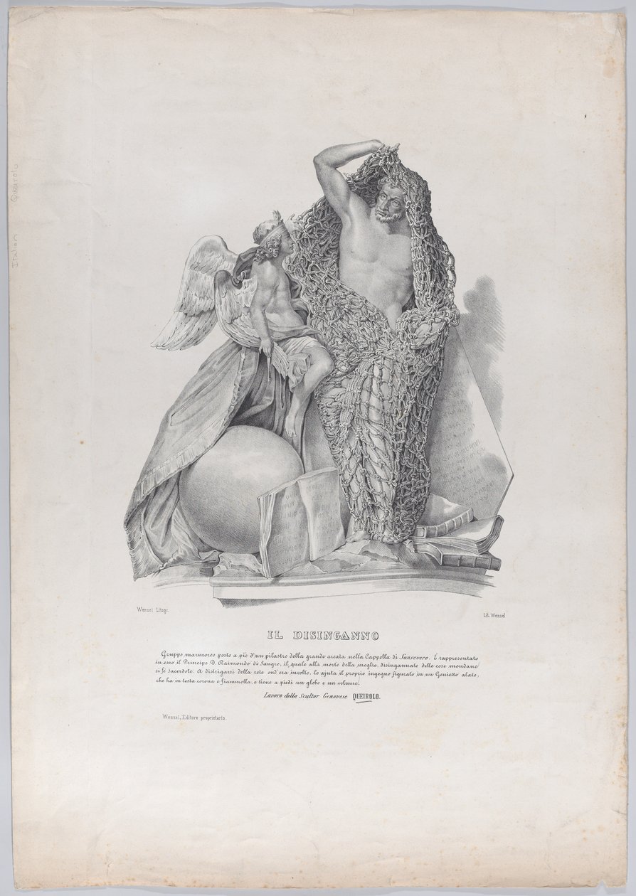 Princ Raimondo di Sangro se vymanil ze sítě světských starostí s ..., ca. 1840-50. od Francesco Wenzel