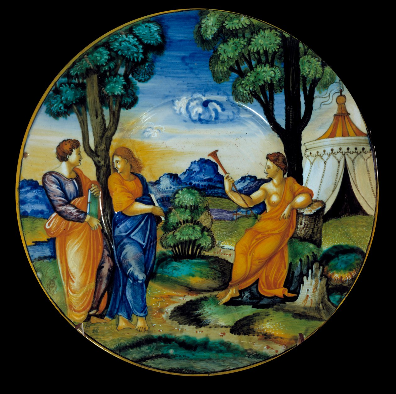 Fajánsový pokrm vyrobený Francescem Xanto Aveli (aktivní kolem 1530/1540) představující Parnas. Realizujte v Urbinu. 1530. Paříž, muzeum Louvre od Francesco Xanto Avelli