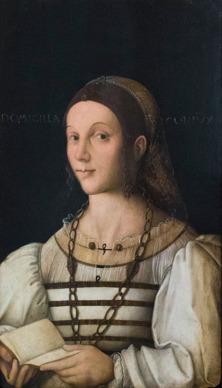 Portrét manželky Rolanda Pallavicina Domitilly Gambary, kolem roku 1510 (olej na dřevě) od Francesco Zaganelli di Bosio