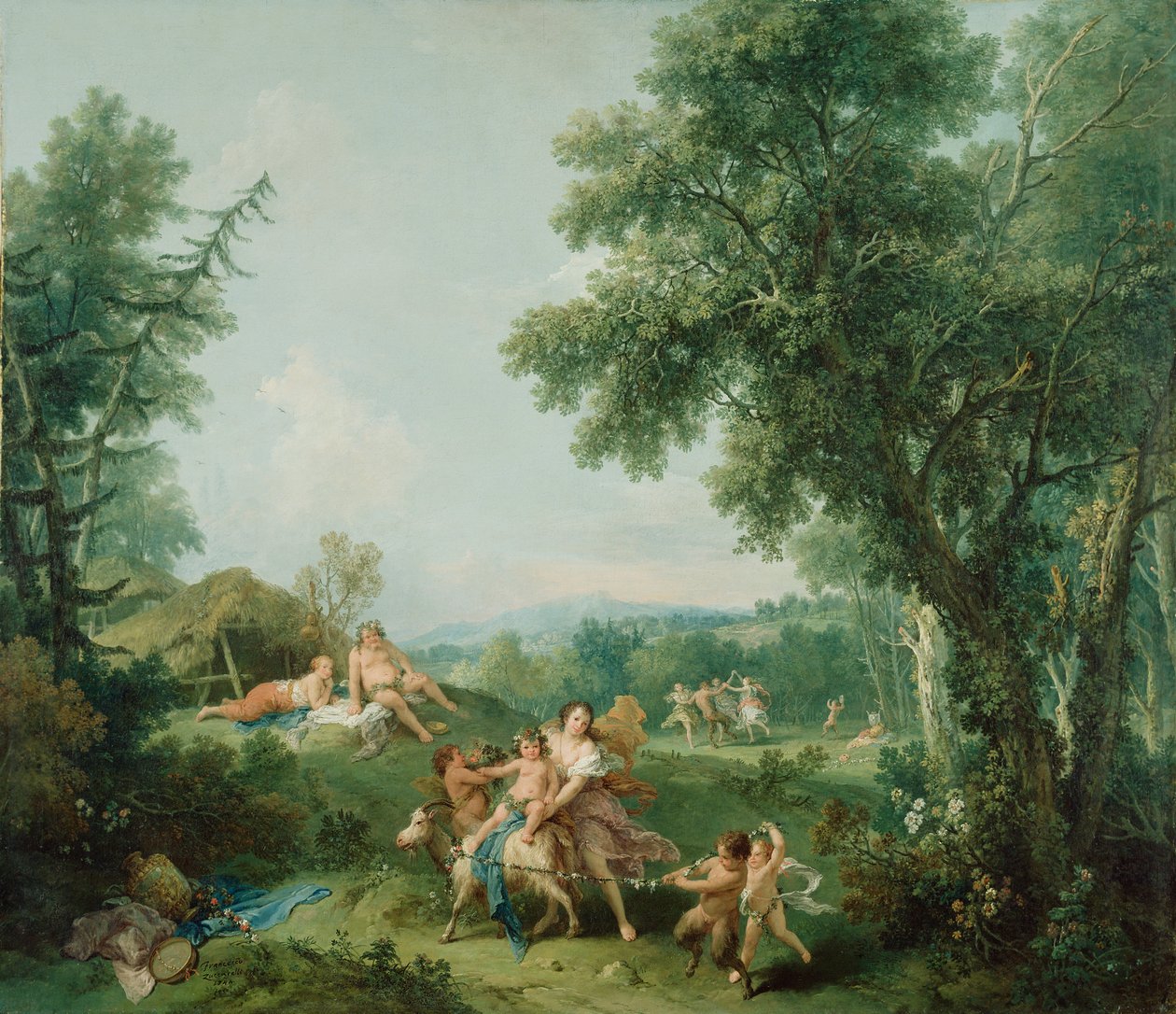 Krajina s výchovou Bakcha, 1744 od Francesco Zuccarelli
