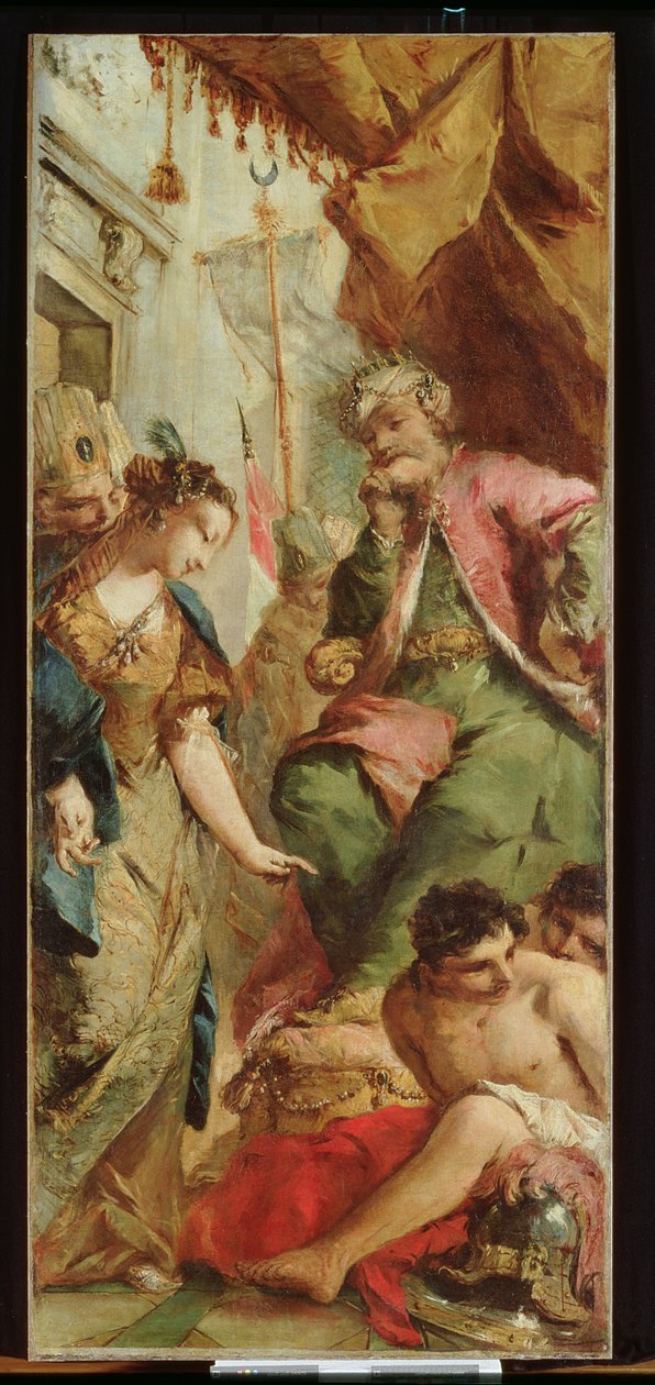 Sofronie žádá saracénského krále Aladina, aby propustil křesťanské zajatce, asi 1760 (olej na plátně) od Francesco and/or Gian Antonio (1699 1761) Guardi