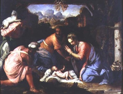 Klanění pastýřů, asi 1525 (deska) od Francesco de Rossi Salviati Cecchino