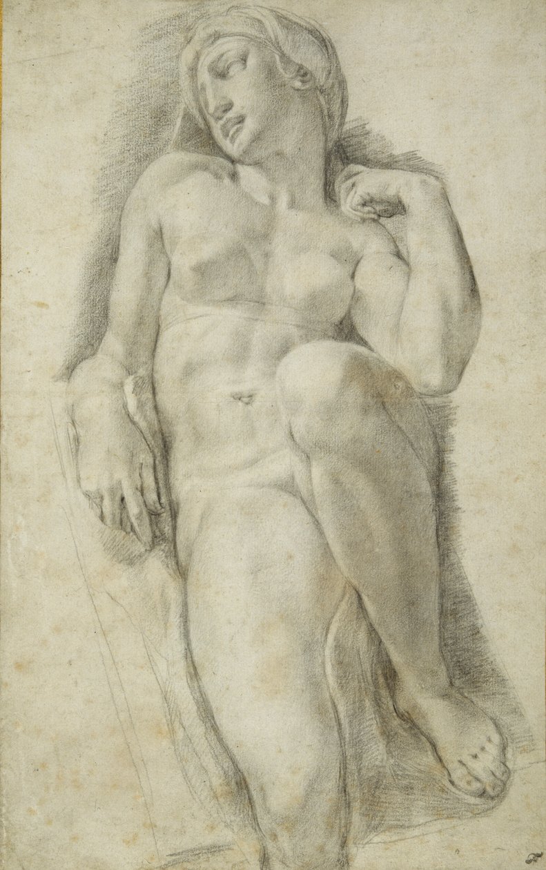 Aurora, po Michelangelo Buonarroti (černá křída na bílém papíře) od Francesco de Rossi Salviati Cecchino